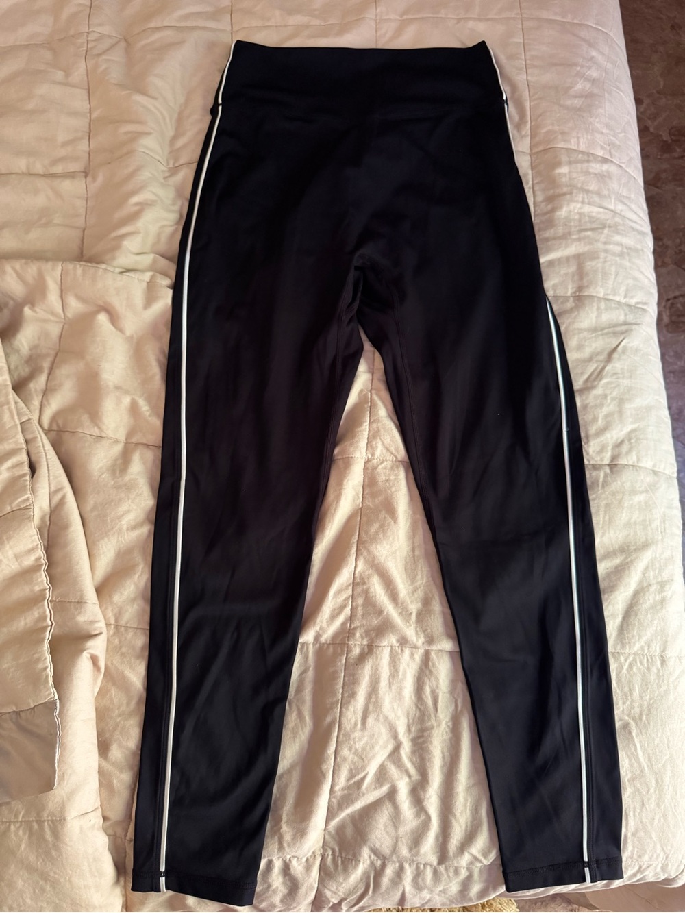 BuffBunny Black Leggings with White piping